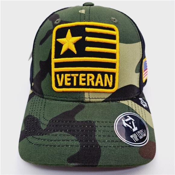 Patriotic US Army Veteran Hat USA Made Flag Veteran Emblem Camouflage Cap Hat main image 4